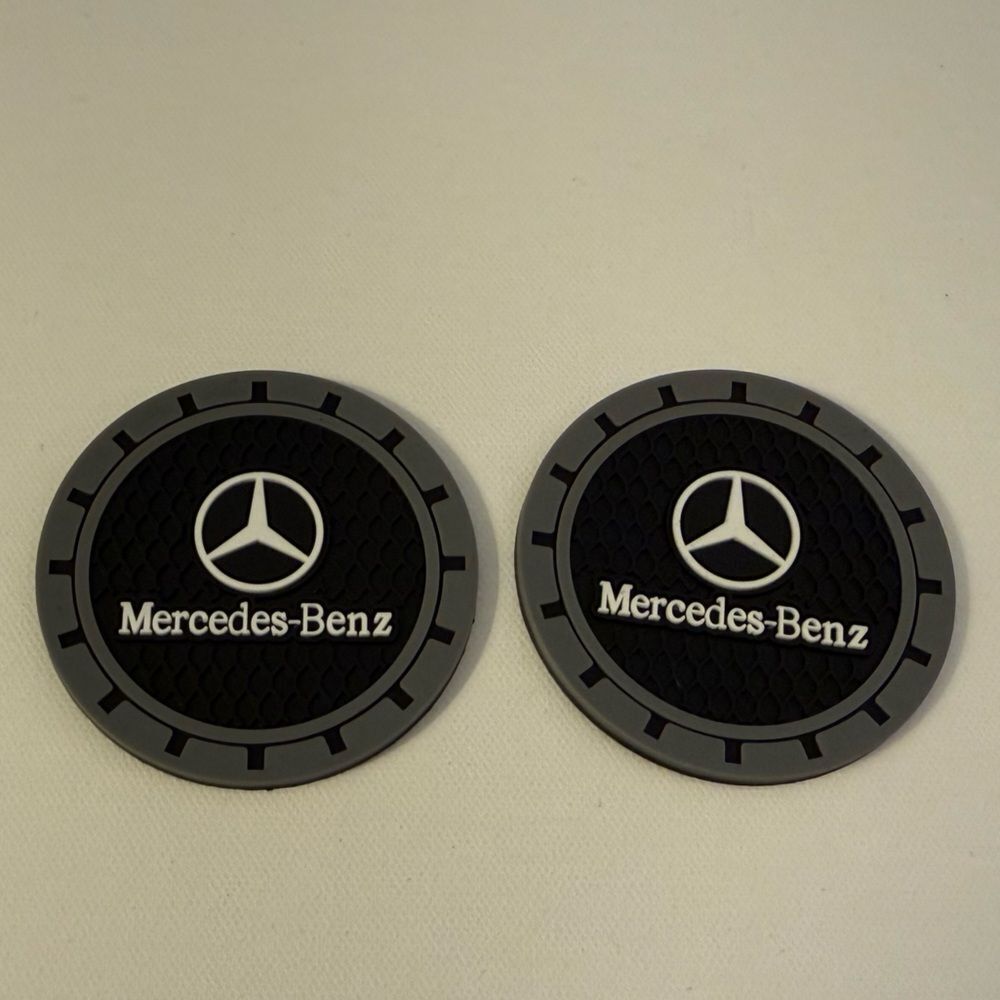 Mercedes Benz Car Cup Coasters in Black and Gray Set of 2 NWT